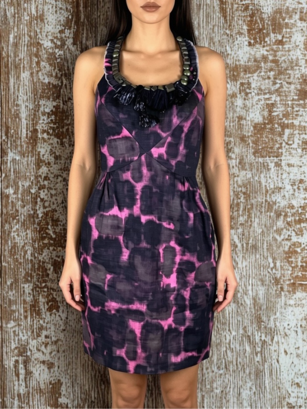 J.CREW Linen Blend Beaded Dress Size 0
